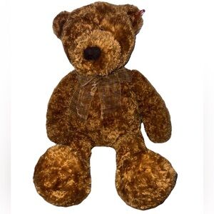 2000 Animal Alley Brown Teddy Bear Stuffed Plush Big Fuzzy Nose Bow Tie 22”H